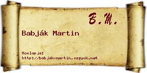 Babják Martin névjegykártya